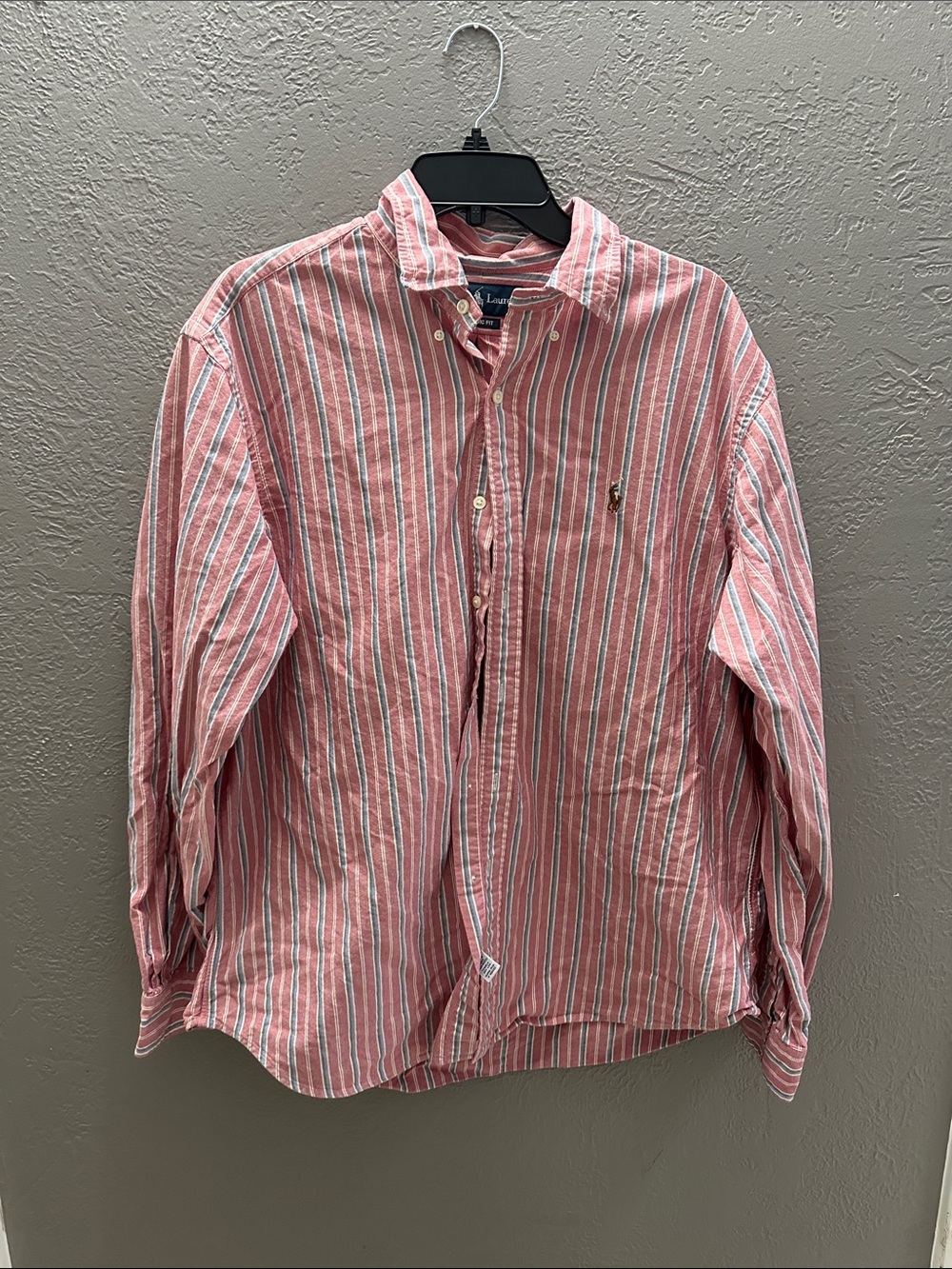 Polo by Ralph Lauren Pink and White Striped Button-Down Shirt